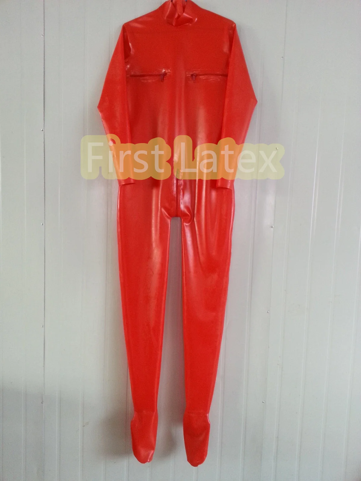 

Handmade Natural Latex Woman Catsuit Rubber Bodysuits Breast Zipper Sexy Lady Handmade Rubber Catsuit With Back to Crotch Zipper
