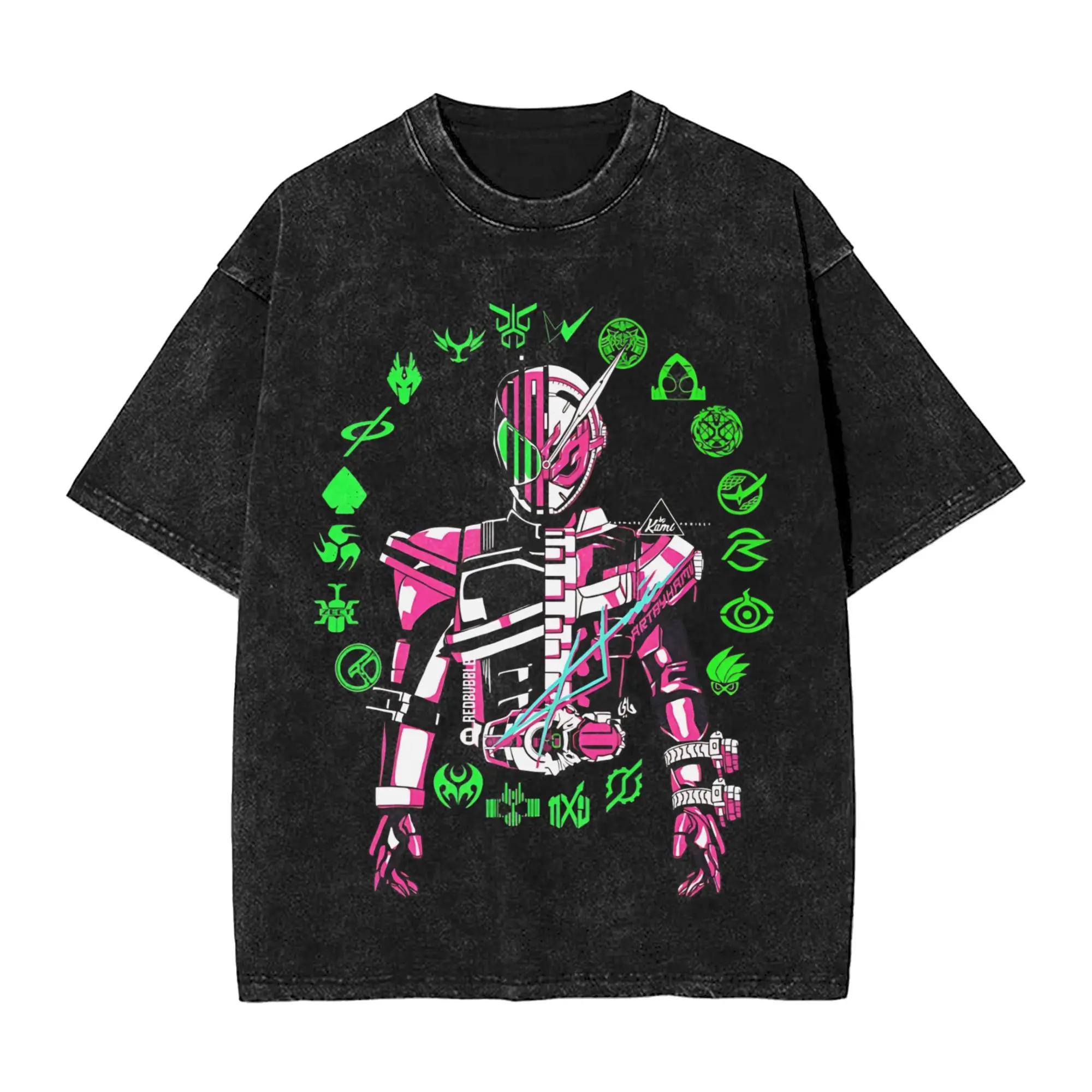 Koszulki z motywem Kamen Rider z dekady X Zio, streetwear, hip hop, vintage, dla mężczyzn i kobiet, 100% bawełna, oversize
