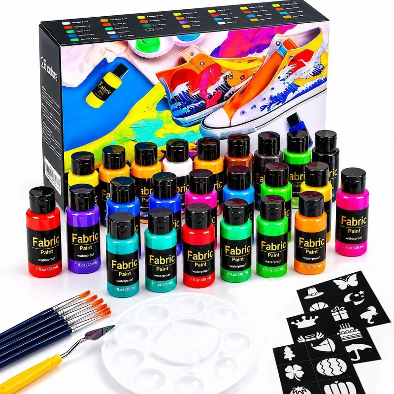26Color30ML Textile Pigment Set DIY Clothes White Shoes Tie Dye Textile Painting Machine Wash Non Fading Multifunctional Pigment