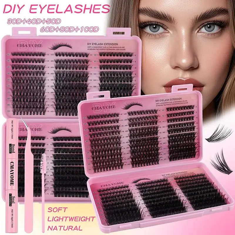 

600 шт. индивидуальных накладных ресниц, густые и пушистые, 30D/100D, смешанная длина, набор для самостоятельного наращивания, для легкого нанесения и снятия