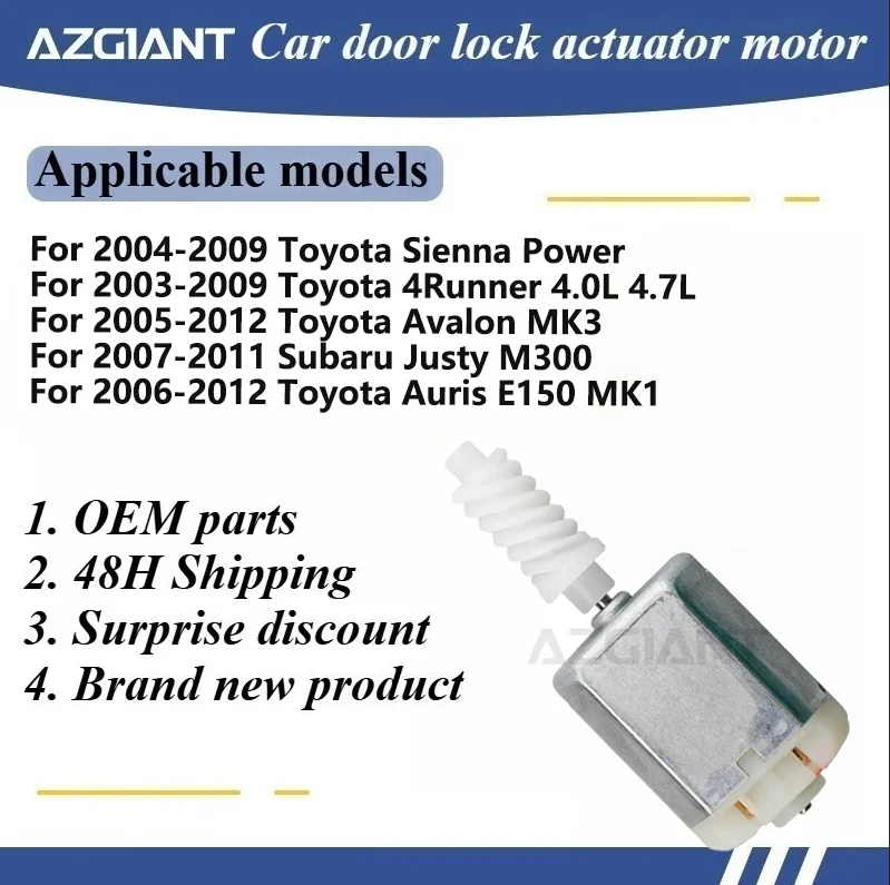 

AZGIANT Car door lock actuator motor for Toyota Sienna Power/4Runner 4.0L 4.7L/Avalon MK3/Auris E150 MK1/Auris E180 MK2 DC12V