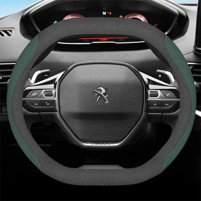 For Peugeot 3008 P84 2016 - 2023 Steering Wheel Cover Breathable Anti Slip 12colors Two-tone Leather Car Interior Accessories