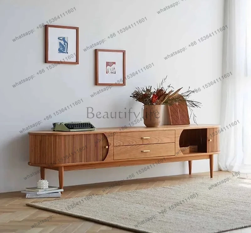 Solid Wood Vintage Furniture Pure TV Cabinet Upgraded Multifunctional TV Stand