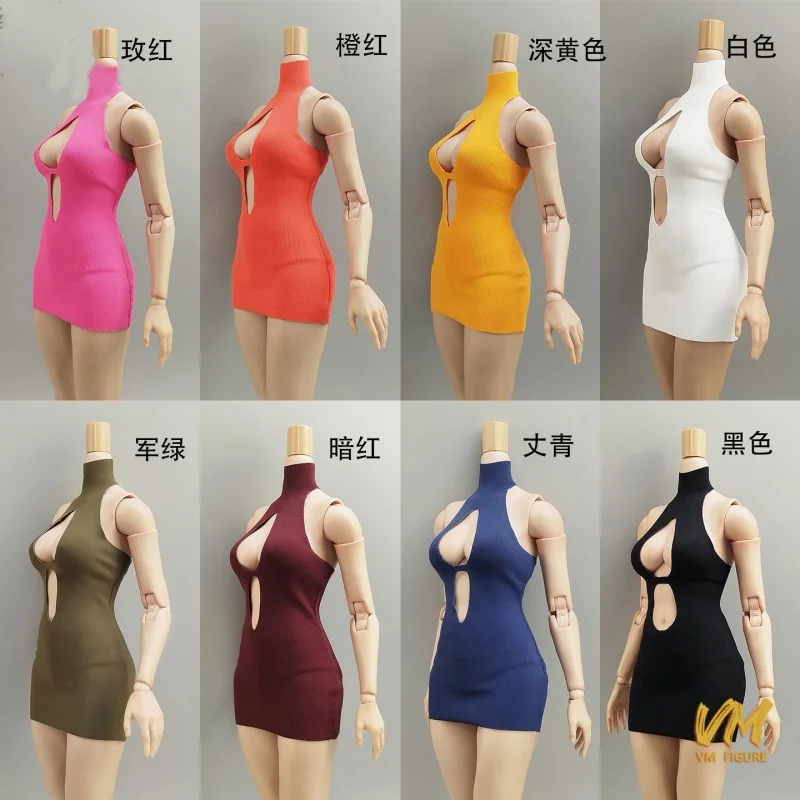 1/6 أنثى الجندي مثير الساخن عالية الرقبة مطاطا فستان قصير ضيق المنخفضة قطع فستان نموذج صالح 12 "عمل الشكل TBL AT210 الجسم دمية #1