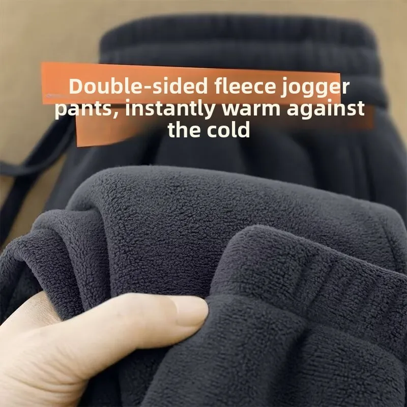Double-Sided Fleece Thickened Winter Sports Pants Women's Drawstring Sweatpants Korean Style Casual Trousers Warm Polyester F...