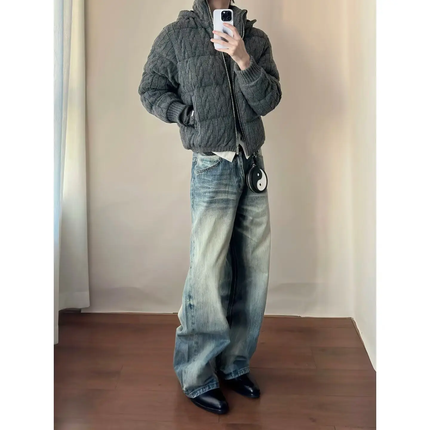 Men's Cat Whisker Patterned Jeans Casual Pants Y2k Summer Wide Legs Sweatpants Boys Bottom Male High Waist Unisex Baggy Trousers