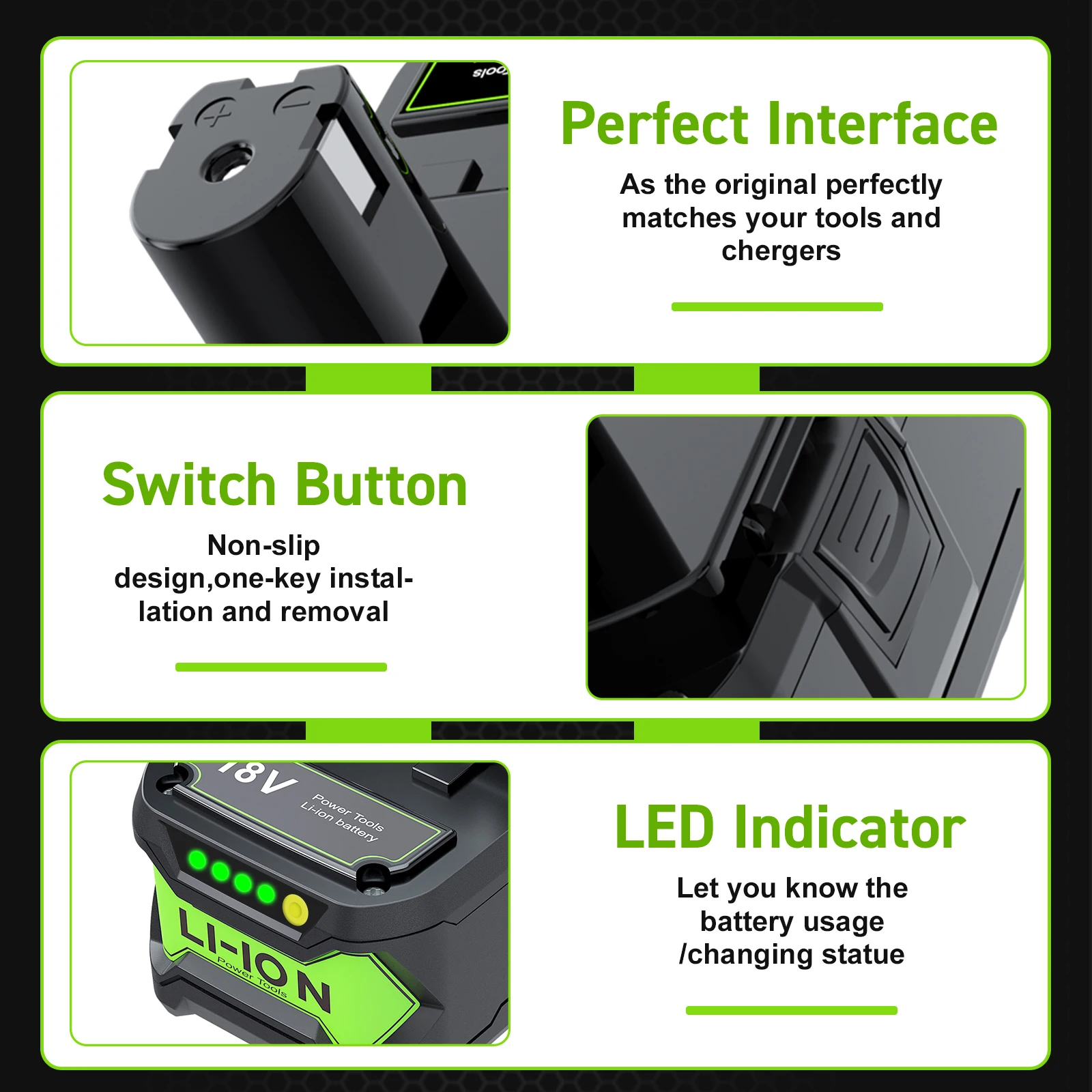 Bonacell 6ah / 9ah für Ryobi 18V Akku-Ersatz für P107 P108 P109 Akku-Schraubendreher Elektrowerkzeuge Wiederaufladbarer Akku – Detail 3