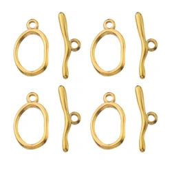 4set Gold Stainless Steel Curved OT Clasps Toggle Clasps Findings Buckle Connector for Bracelet Necklace Jewelry Making Supplies