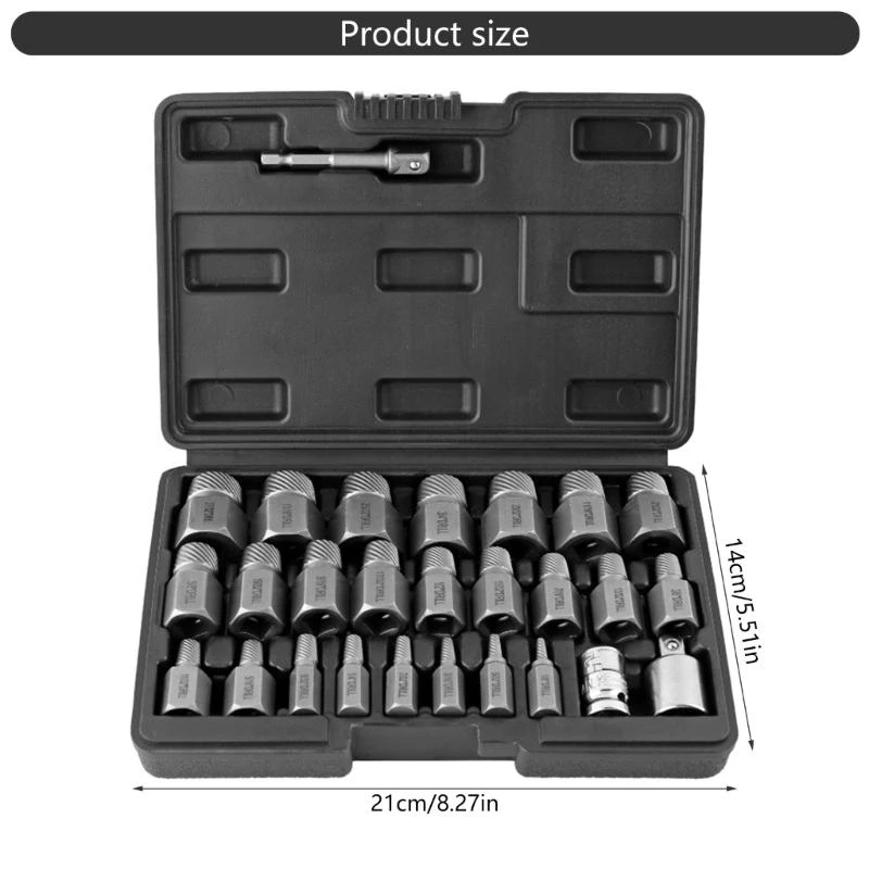 Portable Efficient Easy Out Screw Extractor Nut Removal Set Suitable for Damaged Stripped Rusted Bolts Home Workshop Use