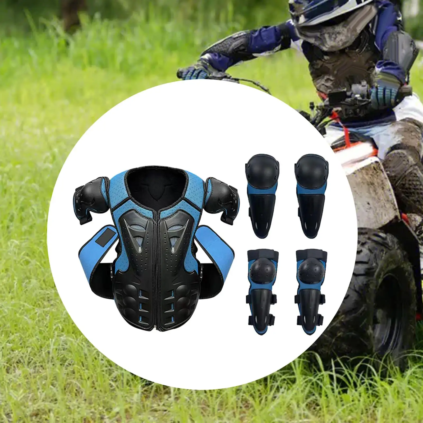 Boys Girls Motorcycle Protective Gear Chest Protector Knee Elbow Pads Set for Bikes and Mountain Sports