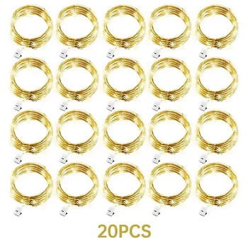 20 قطعة Led سلسلة بطارية تعمل بالطاقة الأسلاك النحاسية الجنية مصباح مهرجان متعدد الألوان الديكور مع وضع وامض للديكور المنزل