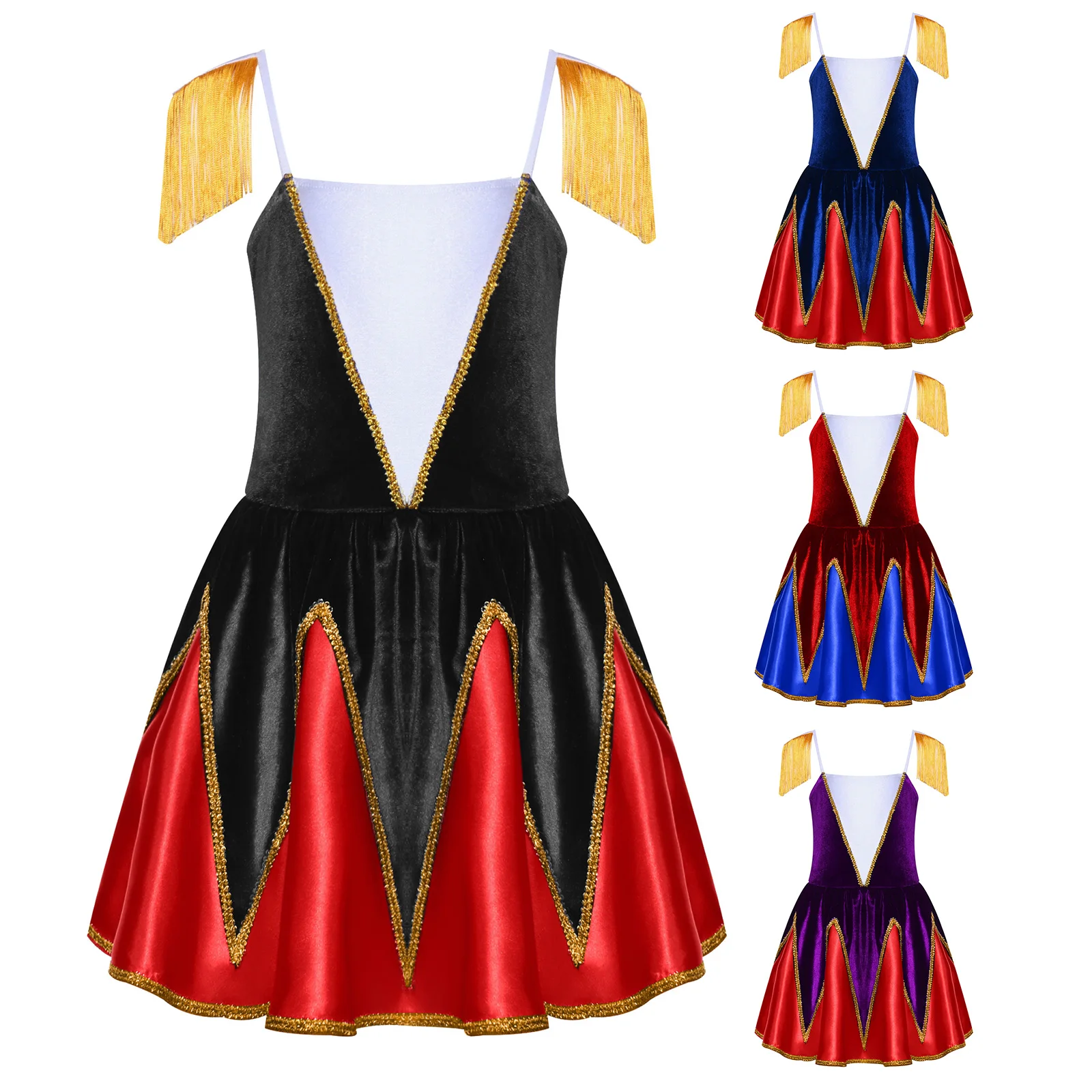 Disfraz de guardia de honor para niñas, hombreras con borlas, vestido de leotardo de terciopelo para banda de tambor, coro, vestido de Carnaval de Halloween