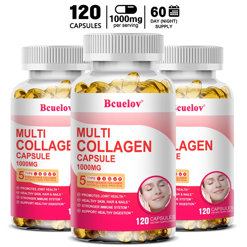 

Multiple Collagen Capsules - Contains Vitamin C and Keratin To Maintain Normal Skin, Immune Health and Promote Energy Levels