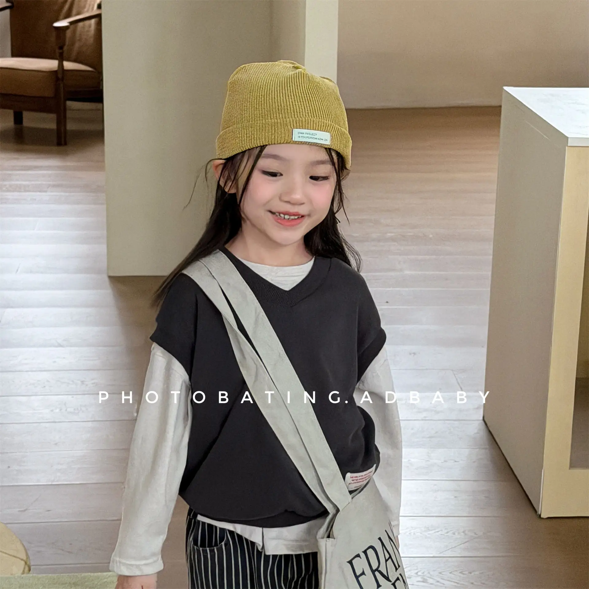 2026 Fall Toddler Kids V-neck Loose Vest | Solid Sleeveless Cardigan for Unisex Boys Girls 1-6Y