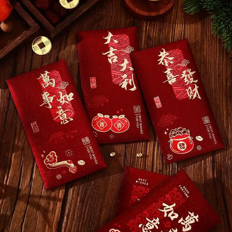 

2026 Year of the Horse Red Envelopes (Hongbao) 6-Pack - Hot Gold on Premium Thick Paper for Lunar New Year