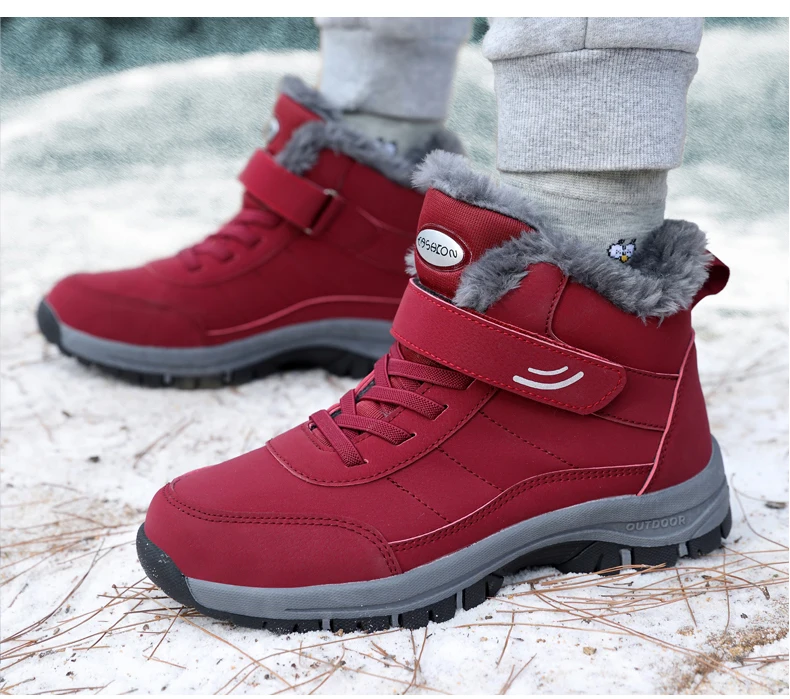 Unisex Winter Outdoor Berg-Baumwollschuhe Rutschfeste Warme Fleece-Gefütterte Wanderstiefel Wasserdichte Kältebeständige Schneestiefel 35-46 – Detail 15