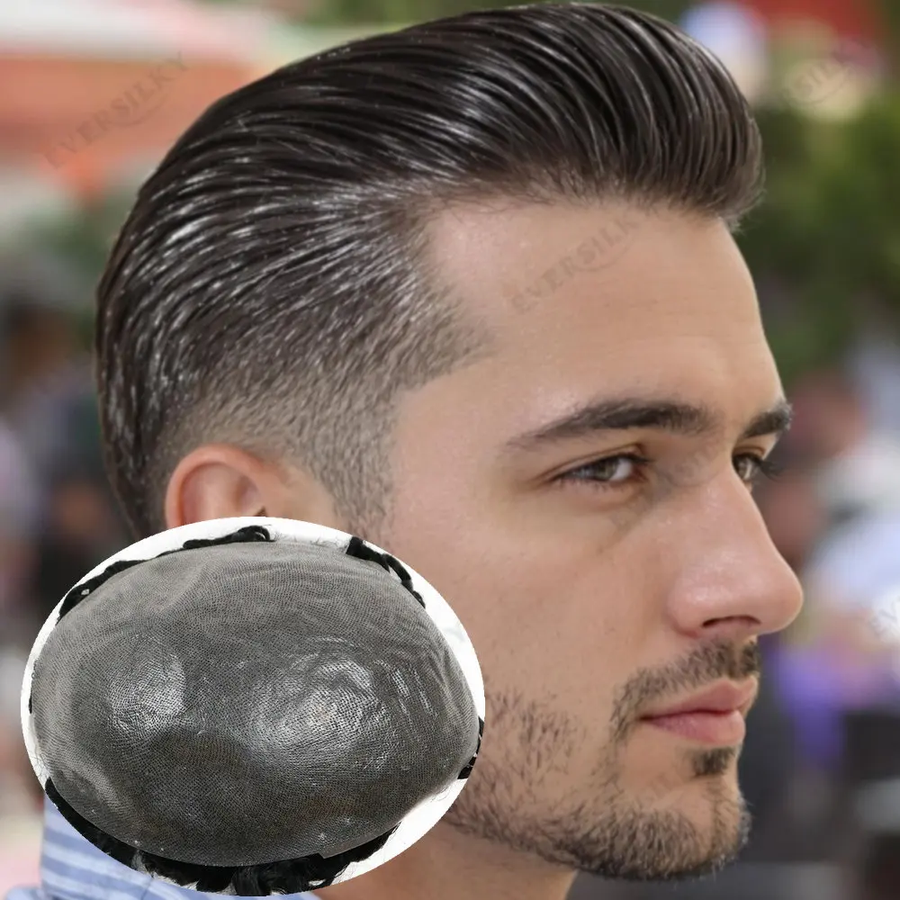 

Необнаружимый парик для тонкой кожи 0,06 мм, 100% система замены натуральных человеческих волос, серый, коричневый, черный парик, мужской капиллярный протез