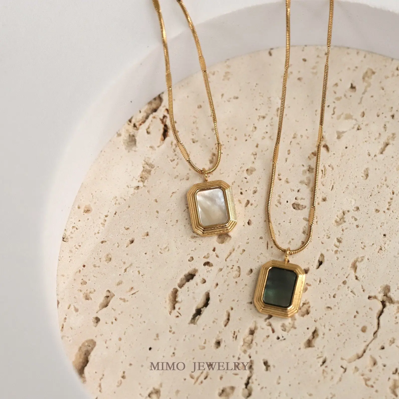 Rectangular Mother of Pearl Pendant Cool Temperament Charms Pendant Supplies DIY Hand Stainless Steel Gold Plated Accessories