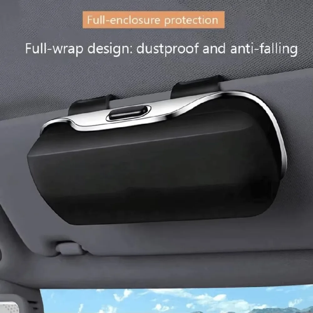 Press Switch Car Glasses Box Sun Visor Glasses Holder Internal Soft Fabric Scratch Resistant Shock-proof Eyeglasses Storage Case