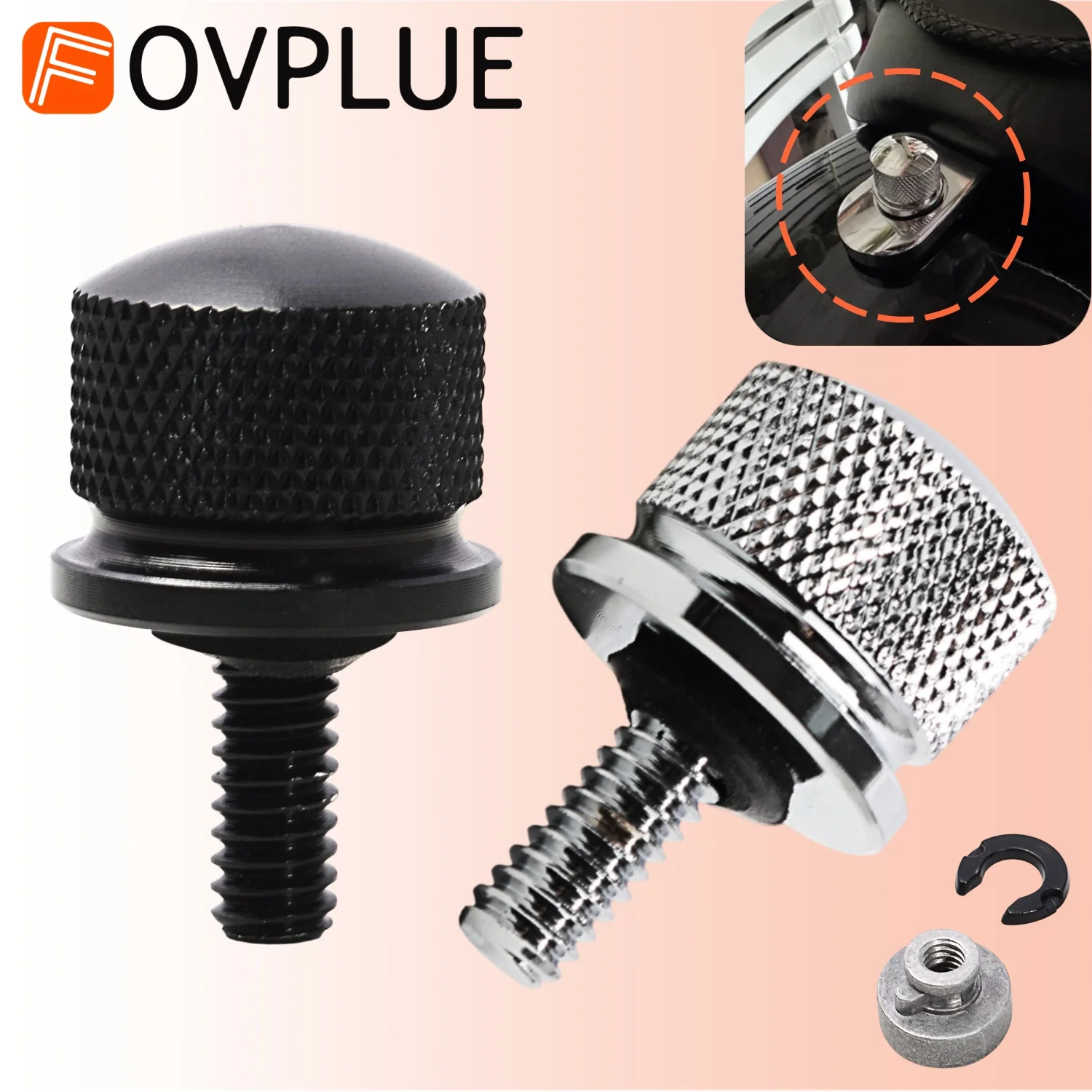 

Motorcycles Seat Bolt Tab Screw Knob Cover Set For Harley Dyna Softail Touring Road King Street Glide Electra Glide Sportster XL