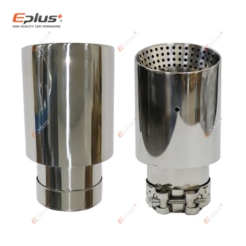 Silenciador de tubo de escape Universal para coche, Punta plateada de acero inoxidable, orificio de perforación, decoración de boquilla, extremo cónico