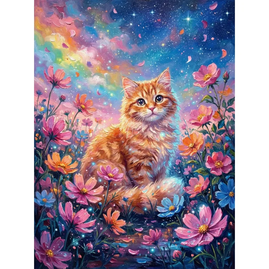 Diamond Painting Orange Cat'S Midsummer Night'S Dream Full Round/Square Diamonds Mosaic Handmade Art Exquisite Gift Home Decor