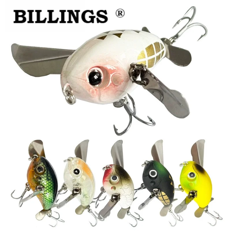 Isca Artificial Flutuante BILLINGS 1pc Micro Cicada 45mm/7g com Lâmina Metálica e Anzol Duplo para Pesca