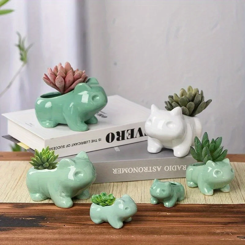 Creative Ceramic Mini Flowerpot Succulent Planter Flower Pot with Hole Cute Green Plants Planter Home Garden Decoration Outdoor