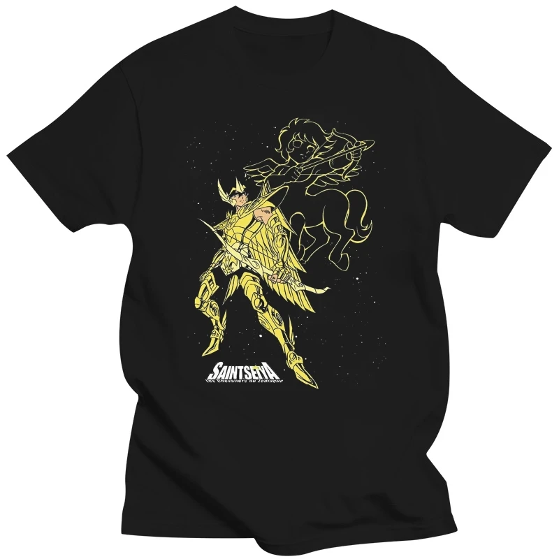 New Sagitarius Gold Saint Seiya Classic Anime Manga T-Shirt Black Basic Usa Size Stylish Custom Tee Shirt