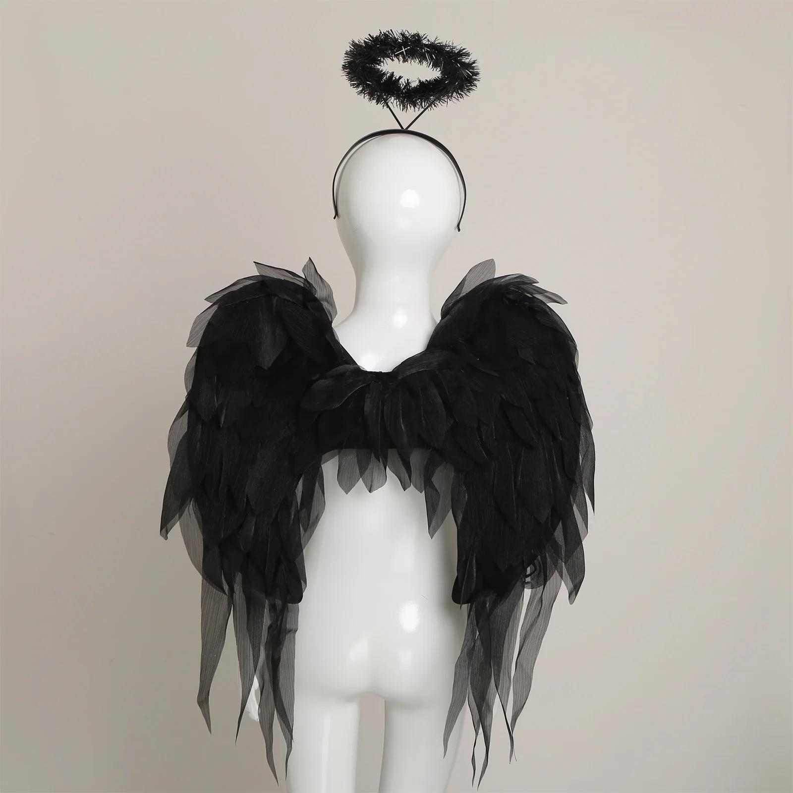 Ensemble de costumes luxueux et réalistes d'ailes d'ange avec bandeau scintillant pour femmes et filles, fêtes de mascarade et événements à thème