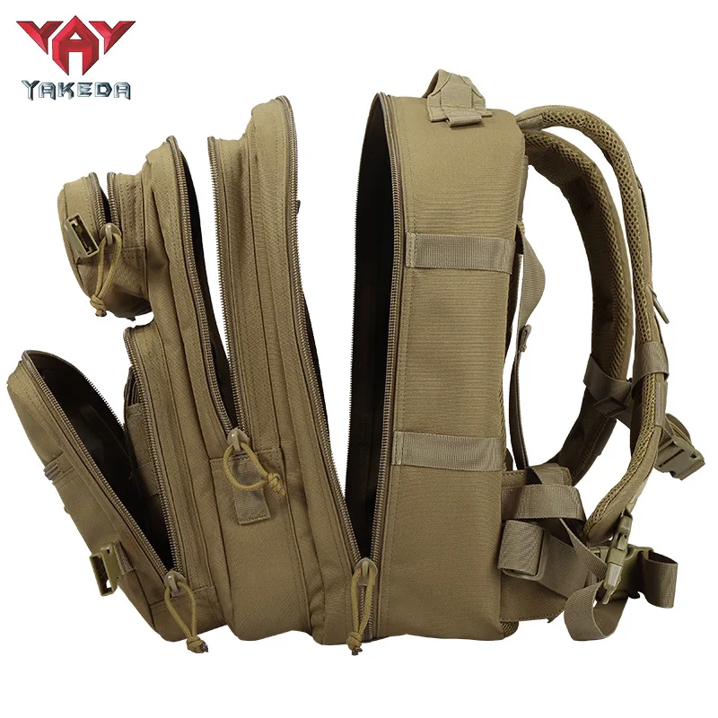 YAKEDA Assault Outdoor Backpack 600D Multifunctional Pocket Tactical Outdoor Travel Hiking Bag 28L with 13.3inch Laptop Pocket