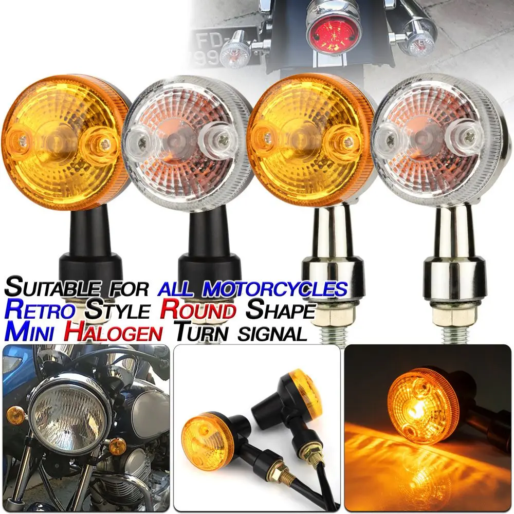 2PCS Motorcycle Turn Signal Lights Indicator Lamp Amber Flashers for Kawasaki Suzuki Honda Cafe Racer Turn Lamp