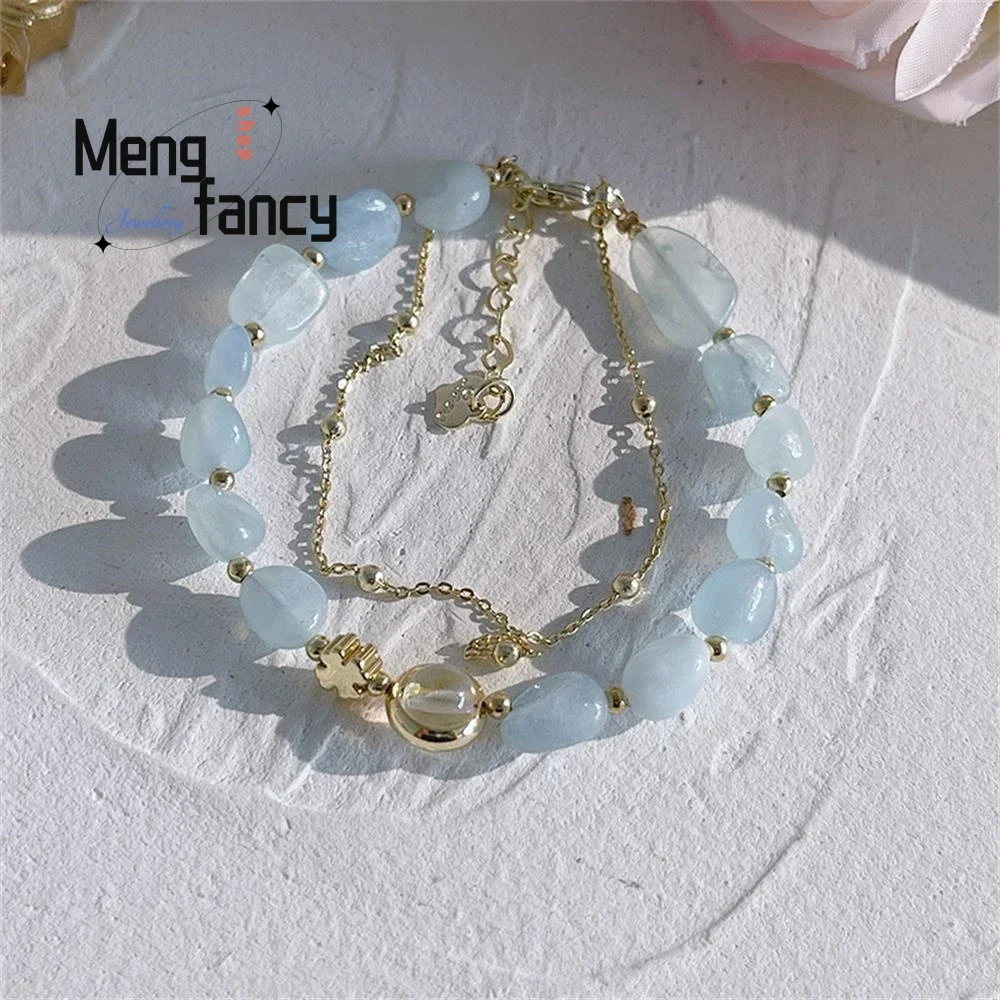 

Irregular natural stone fake two-piece bracelet small fresh sweet ins student boudoir hand jewelry crystal bracelet