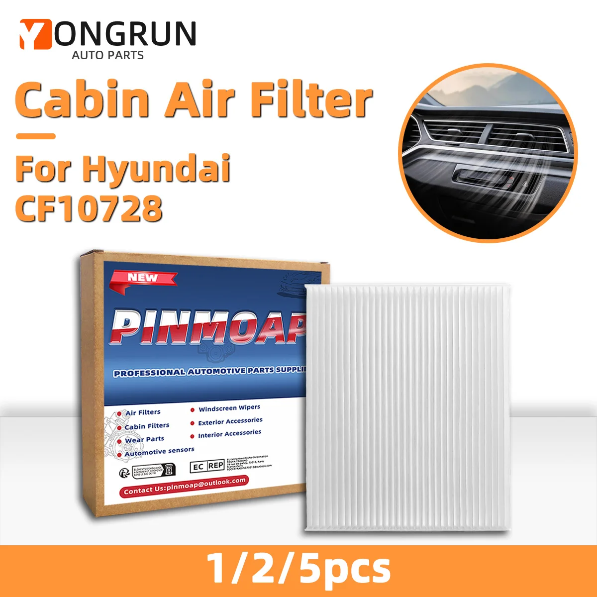 Direkter Ersatz für den Innenraumluftfilter CF10728, passend für Hyundai Accent Elantra Coupe Kia Forte Rondo, 08790-2H000A, 97133-2H001 – Detail 1