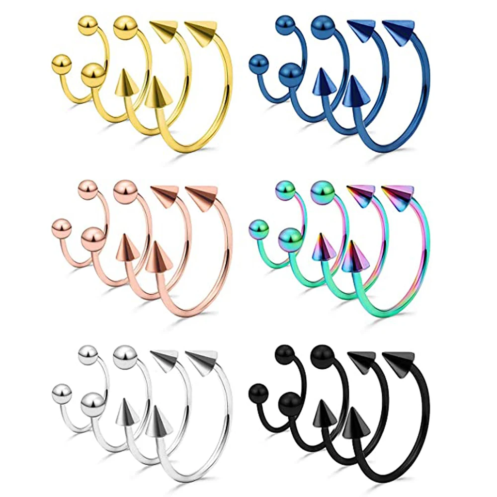 1Pair Steel Circular Barbell Horseshoe 16G 20G Lip Eyebrow Nose Septum Piercings Hoop Ear Cartilage Helix Lobe Earring Piercings