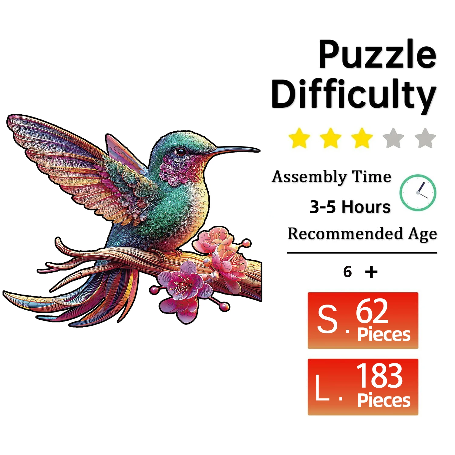 鳥の木製パズル、ユニークな形のピース木製ジグソーパズル、大人用、クリスマスギフト、ファミリーゲーム、家の装飾