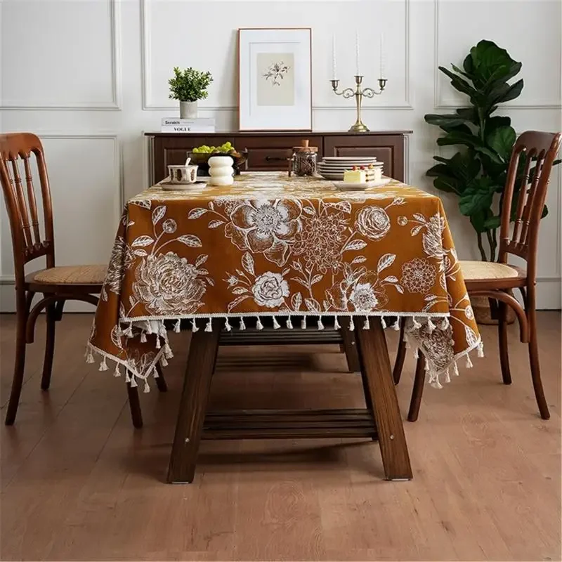 Printed Tablecloth Flower Table Cover Spill Proof Durable Polyester Fabric For Dining Conference Party Use Y5GB