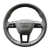 Perforated Leather Car Steering Wheel Cover Trim Black For Audi A7 (K8) 2018-2019 S7 2019 A6 (C8) Avant Allroad 2018-2019
