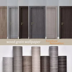 90 Width Wood Grain Door Stickers for Wardrobe Cupboard Table Closet Furniture Waterproof PVC Self Adhesive Wallpaper Home Decor