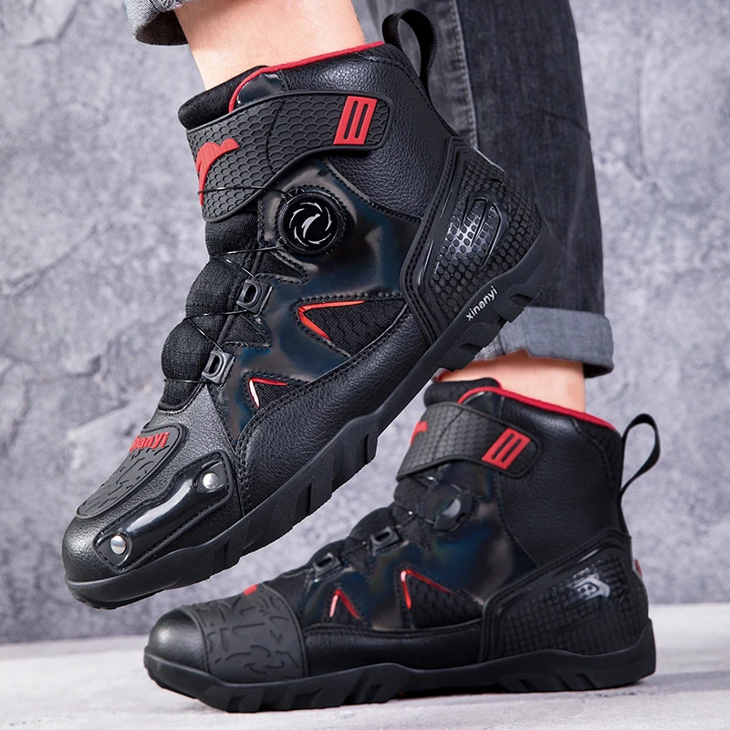 Motorcycle Boots Men Breathable Anti Slip Wear-resistant Motos Ankle Length Shoes Four Seasons Motocross Motorcycle Riders Boots
