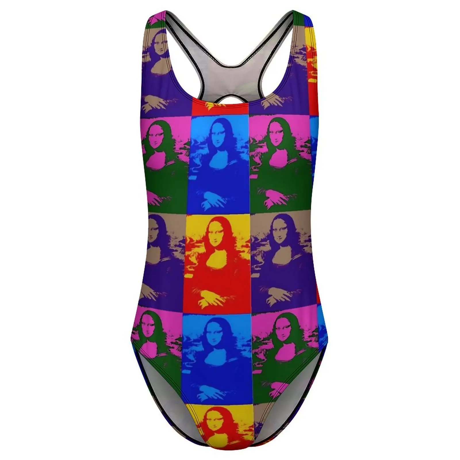 الموناليزا البوب ملابس السباحة مضحك طباعة رفع ملابس السباحة قطعة واحدة عطلة بركة Monokini المايوه مثير نمط بحر حجم كبير