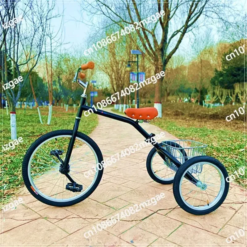 Retro new adult leisure outdoor folding tricycle light fitness cart walking shopping cart