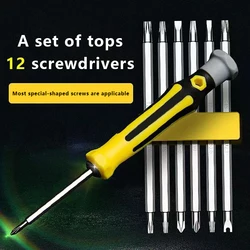 12 In 1 Strong Magnetic Phillips Screwdriver Set Multifunctional Precision Hand Maintenance Tools Cross Flat Shaped Screwdrivers