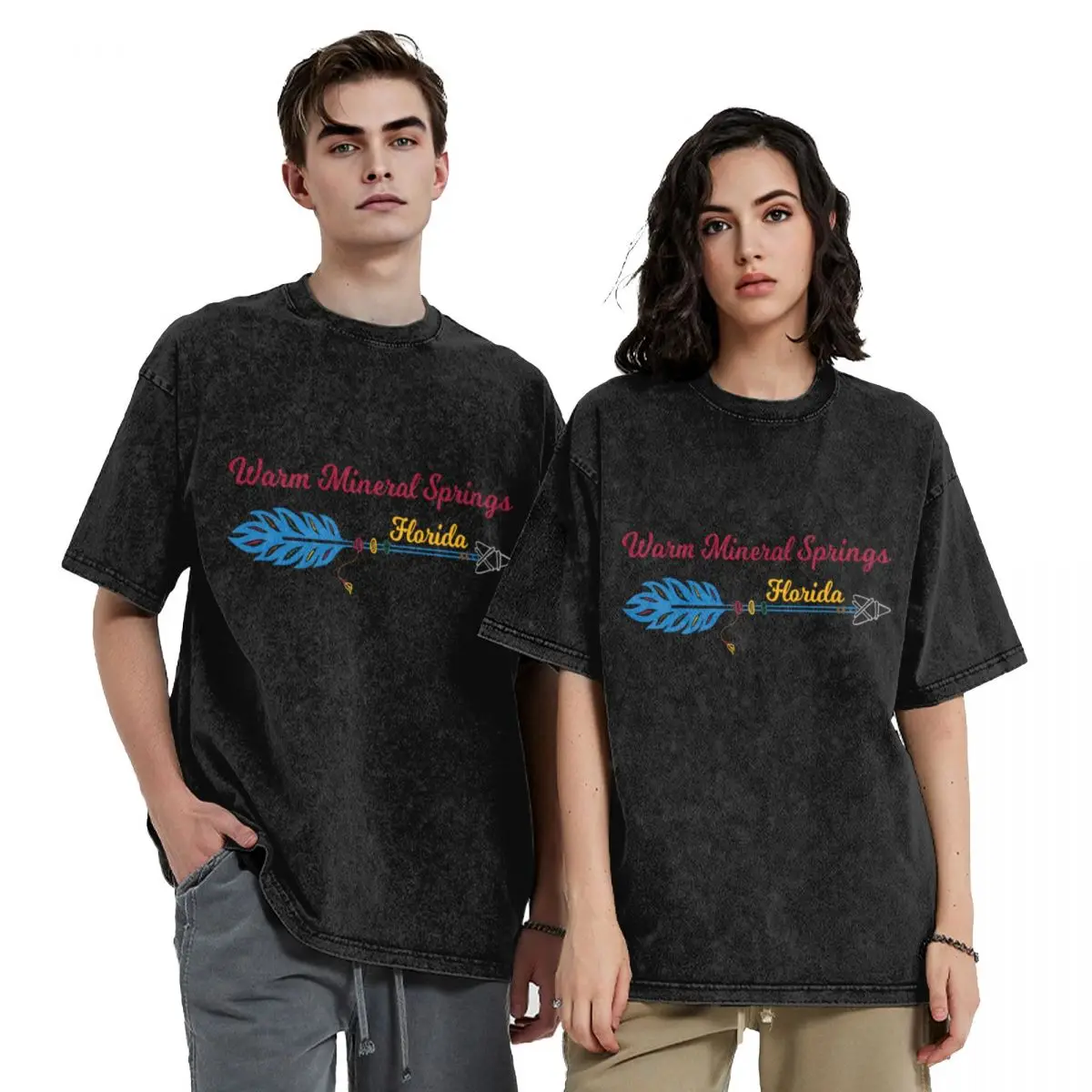 

Warm Mineral Springs Florida Featuring Arrow with Feather T-Shirt plus size tops funny shirt cotton Clothing tshirts for men