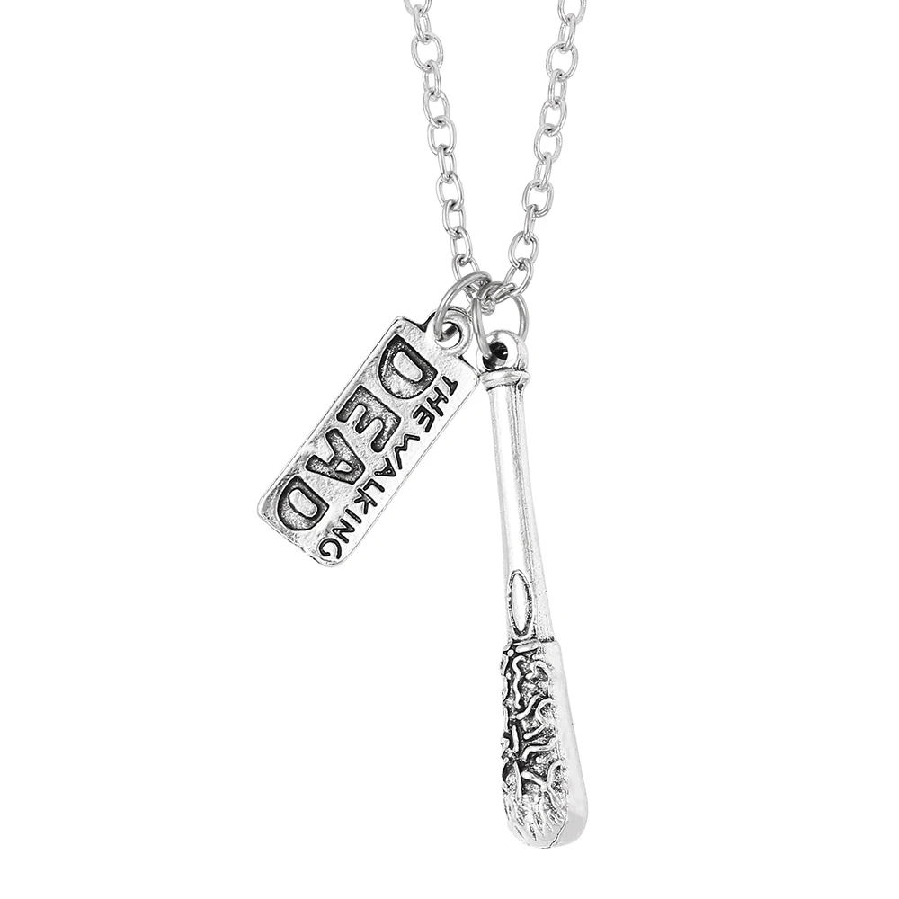 The Walking Dead Negan Lucille Mini Baseball Bat Pendant, Unisex Metal Apocalypse Jewelry Gift for Zombie Series Fans