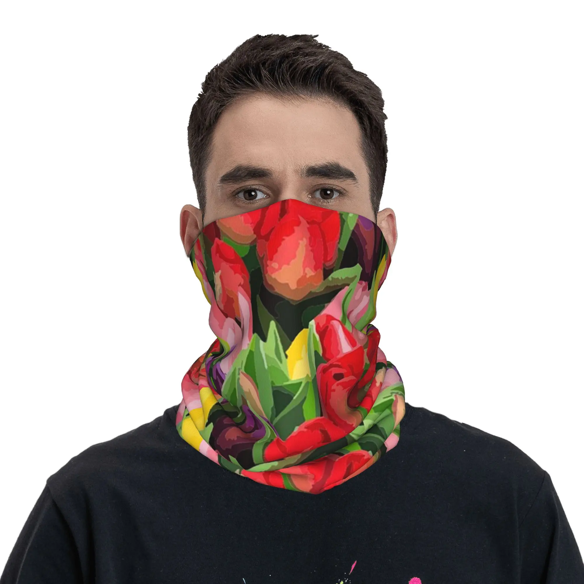 Tulips  Bandana Neck Gaiter Printed Wrap Mask Scarf Headwear Hiking Fishing for Men Women Adult Winter