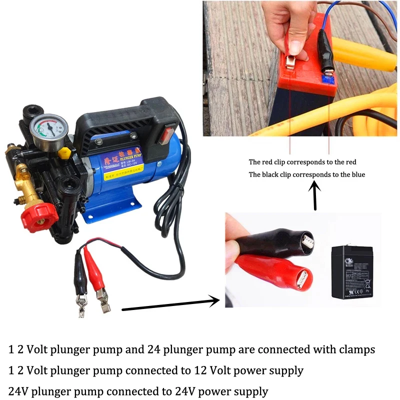 Agricultural Electric High Pressure Pump Spraying Watering Car Wash Irrigation Double Cylinder Piston 12V/24V/48V/60V/220V