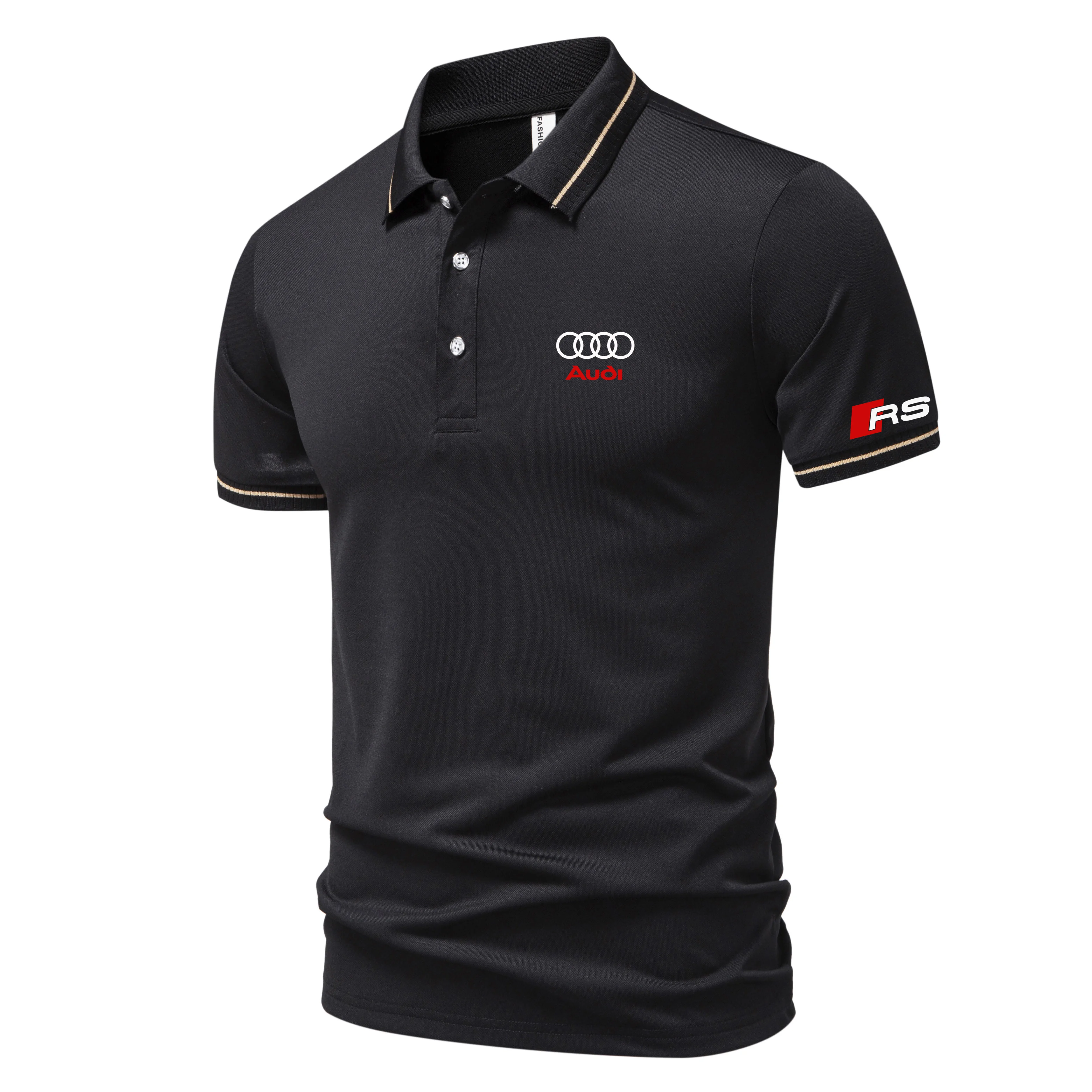Poloshirt der Marke Audi, Kleidung im Motorrad-Rennstil, lässig und informell, schlicht und stimmungsvoll.