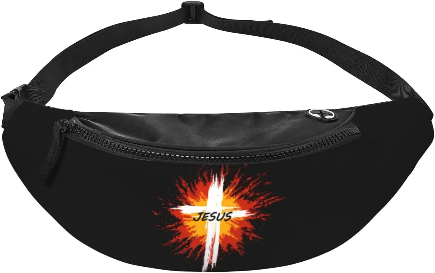 Fanny Pack Jesus Christian Cross Waist Bag with Headphone Hole Belt Bag Adjustable Sling Pocket Fashion Bag for Women Men