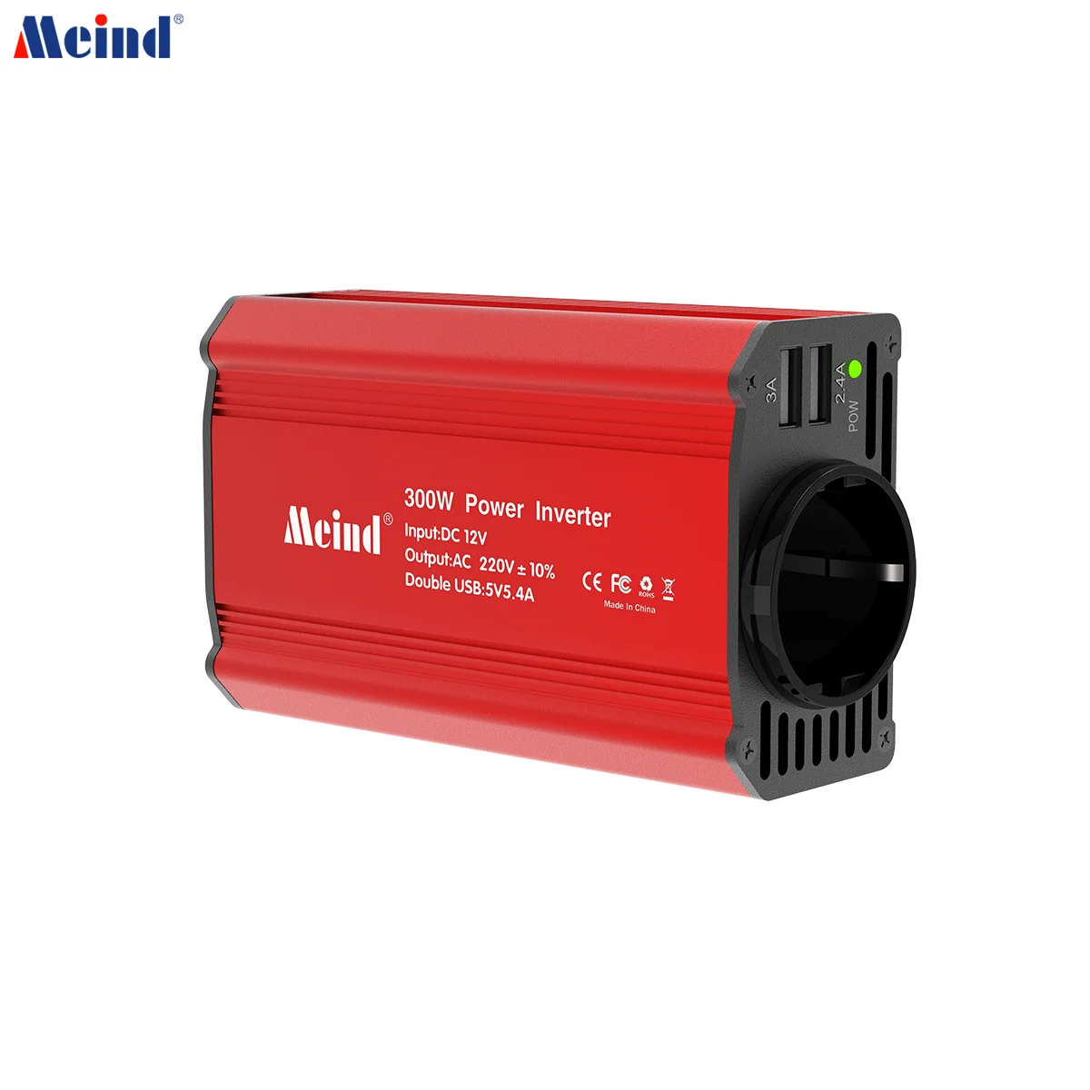 Meind 300W Power Inverter DC 12V a AC 220V Inverter per auto con 5.4A Dual USB per caricabatterie per Tablet portatile per telefono cellulare